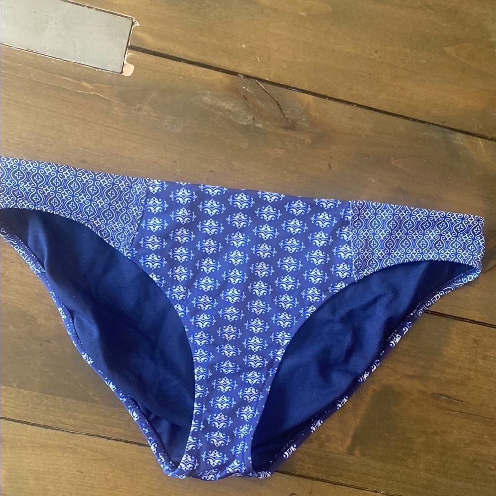 Athleta navy‎ blue print bikini bottom full coverage size XL